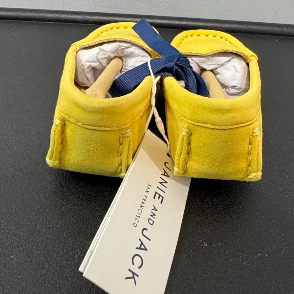 Janie and Jack Leather Yellow Boys Driving Shoe Size 5 Baby Toddler New NWT